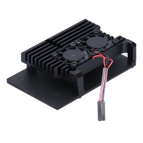 Kapsling för Raspberry Pi 4 B Aluminiumlegering Värmeavledning Skyddsfodral med Fläkt
