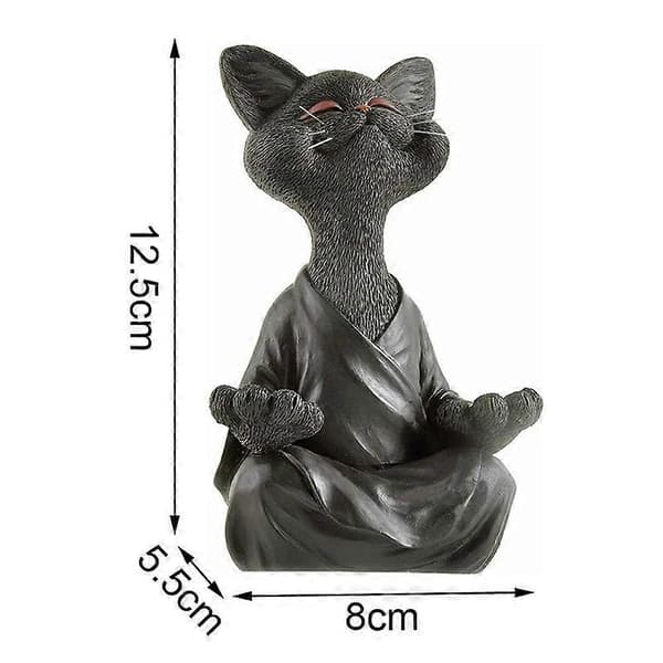Lekfull Grå Buddha-kattstaty Samlarobjekt för Meditation och Yoga