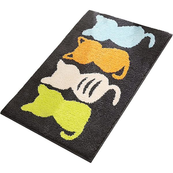 Badrumsmatta, Halkfri Söt Tecknad Anka Badrumsmatta, Ultra Mjuk Vattenabsorberande Badrumsmatta, Maskintvättbar Badrumsmatta För Badkar, Dusch Och Badrum (1 Black-cat