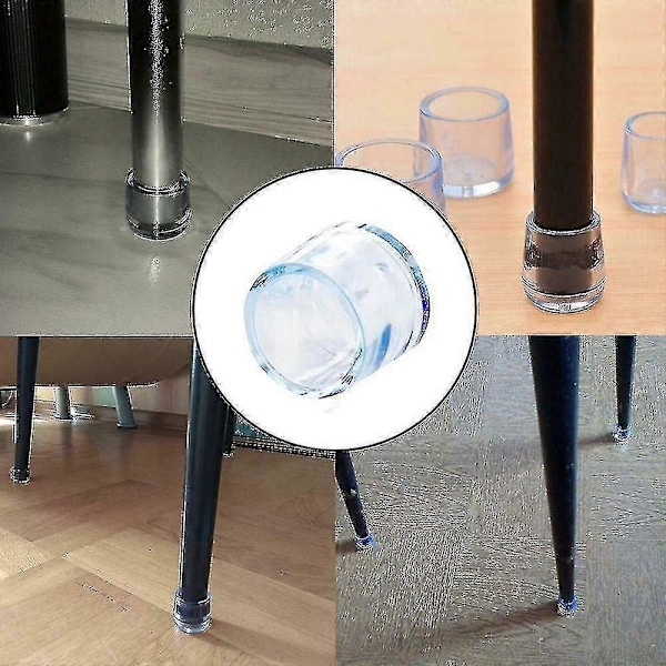 Klare Bord Stolben Hetter Føtter Transparent Silikonpute Beskyttelsesett for Gulv