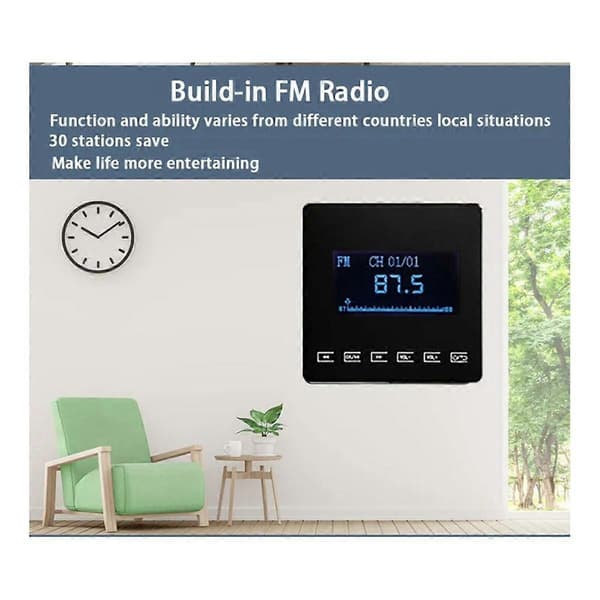 86 Bluetooth Mini Hemmabakgrundsmusiksystem Kompatibelt med Väggmonterad Förstärkare Touchknapp för FM TF Svart