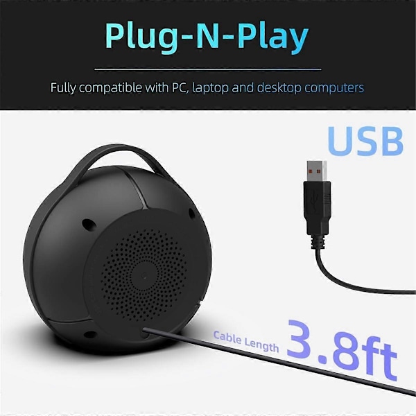 USB Datorhögtalare för Stationär PC Laptop Högtalare med Dynamiskt RGB-ljus, Ultraklart Ljud, Hög Volym, Djup Bas