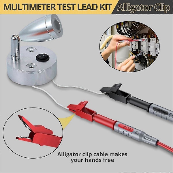Multimeter Testkablar Kit Elektrisk Multimeter Testkabel med Alligatorklämmor Testprob Fjäder Banankontakt