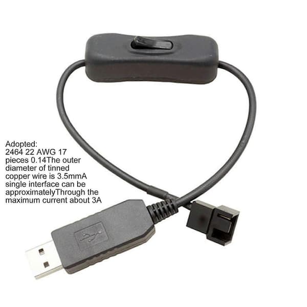Strømadapterkabel USB til 4-pinners 5V til 12V PVC Miljøvennlig Stabil Ytelse Adapterledning for PC-vifter