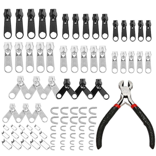85 Delars Reparationssats för Dragkedjor Universal Dragkedja Räddning Dragkedja Ersättning Jacka Kläder Väska Tält Fixering Tång Sömnadsverktyg 5# 8#
