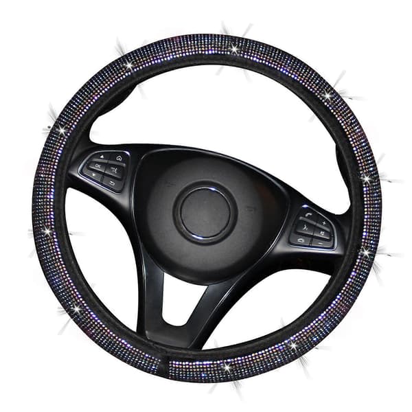 Rattmuff Elastisk Kristall Diamant Bekvämt Grepp Halkskydd Universal för 37 till 38cm Ratt
