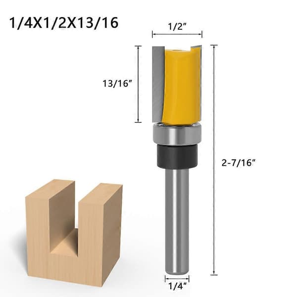 Sett med 3 planfreser med 6,35 mm skaft, for mønsterfresing