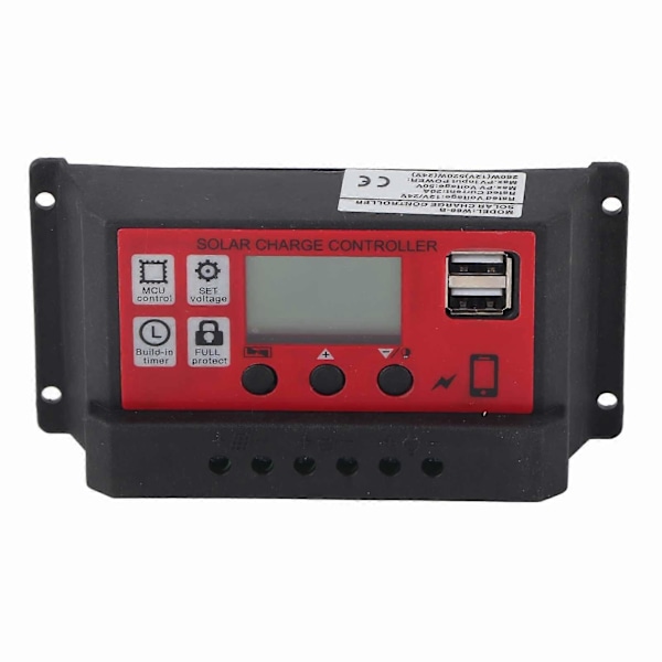 Solar Charge Controller Justerbar Solpanel Batteri Intelligent Regulator med LCD Display 12V 24V20A