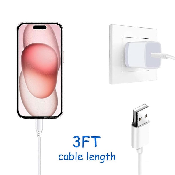 Car Carplay-kabel USB A till USB C för Carplay USB C-sladd Billaddarkabel Ersättningssladd 0,9 meter