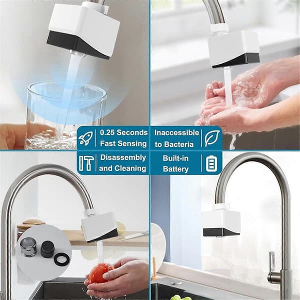 Berøringsfri Kranadapter, Smart Bevegelsessensoradapter for Kjøkken Baderomskran, Automatisk Sensor Kranadapter -T01