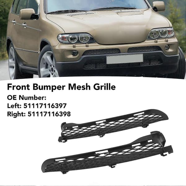 1 Par Front Kofanger Mesh Grill 51117116397 Grill Trim til X5 E53 Facelift 2003 til 2007
