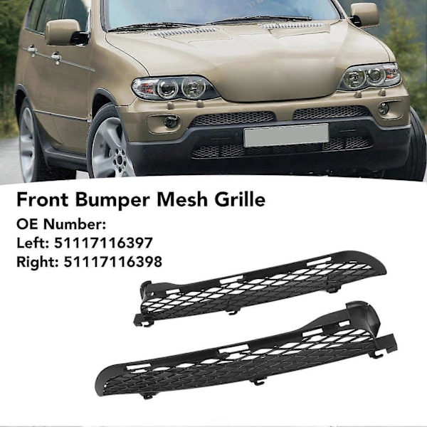 1 Par Frontfanger Grill Mesh 51117116397 Grill Trim for X5 E53 Facelift 2003 til 2007