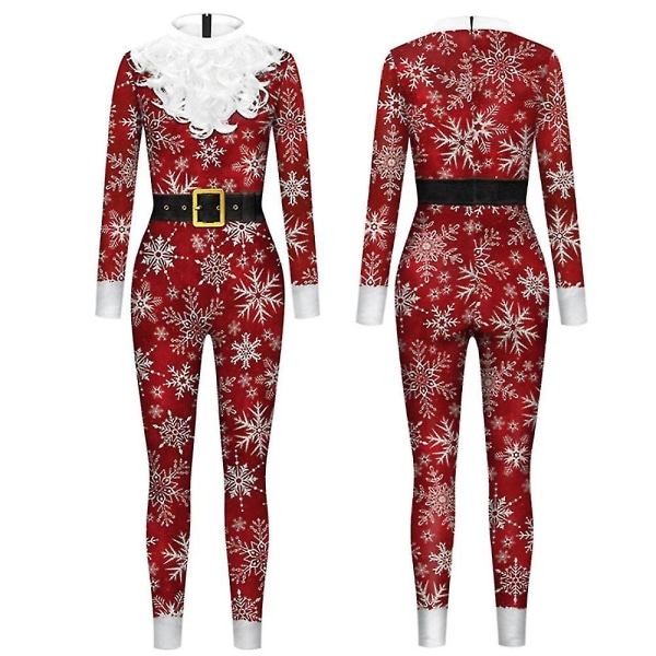 Jultomte Snowflake Män Kvinnor Sexig Slim Jumpsuit Catsuit Cosplay Kostymer Zentai Halloween Party Bodysuit Men S