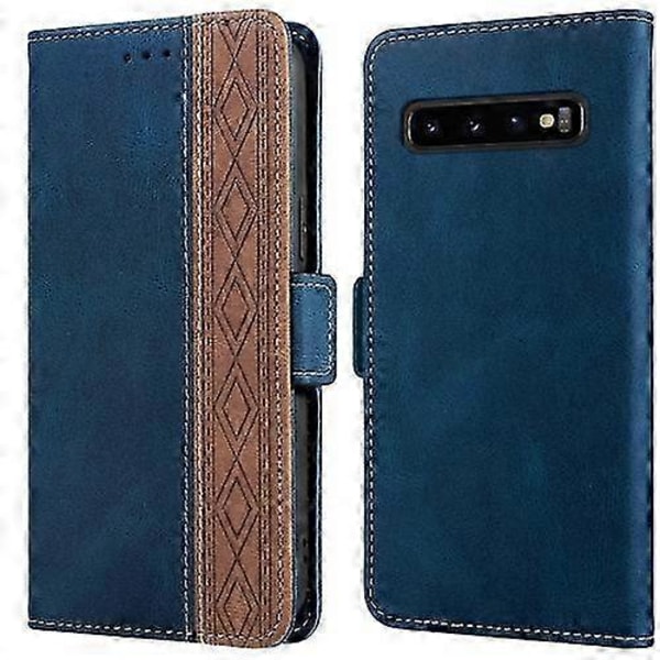 För Samsung Galaxy S10 Sömnad Sidomagnetisk RFID Läder Telefonfodral P202112248 Royal Blue