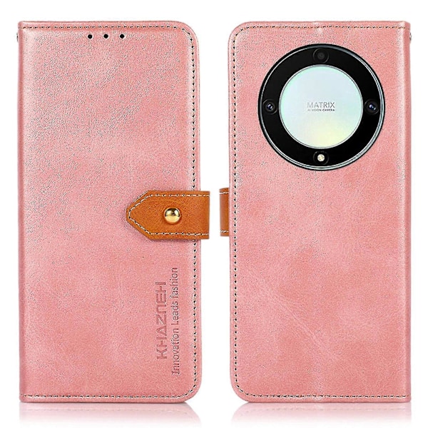 Khazneh For Honor Magic 5 Lite 5g /x9a 5g / X40 5g Guldknap PU Læder Ko Læder Tekstur Telefon Stand Case Wallet Cover Rose Gold