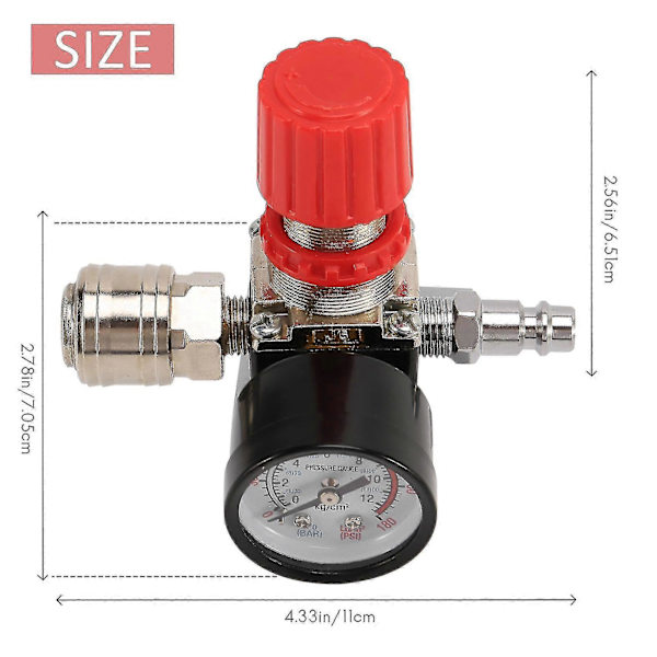 1/4-tommers trykkregulator luftkompressor trykkregulator reduksjonsventil 3 hull kontrollventil - Bra