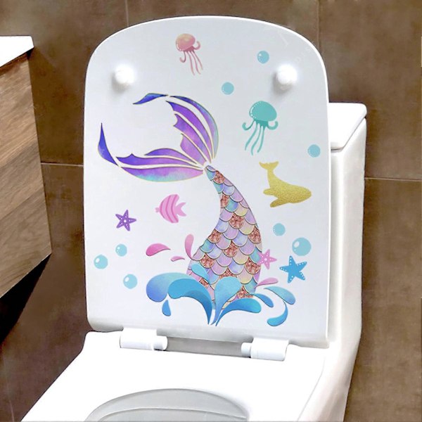WC-tarrat Helppo irrottaa Värikäs kalanpyrstökuvio Itseliimautuva Helposti irrotettava Jälkiä jättämätön kylpyhuoneen WC-tarra Seinätarrat
