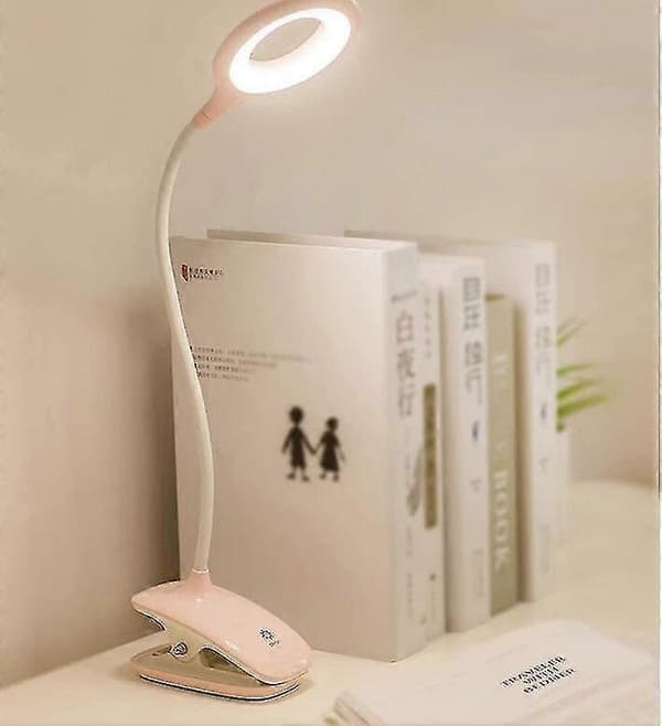 LED Klips-på Leselampe Dimbar Øyevern Bordlampe Pink