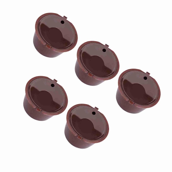5 stk. Matvaregodkjent PP 304 Rustfritt Stål Gjenbrukbar Påfyllbar Kaffekapsel Filter (Brun)