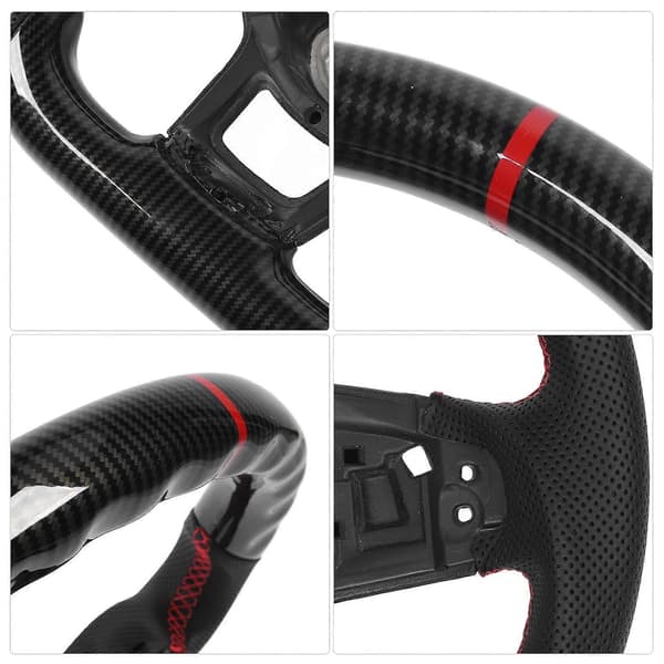 HydroDip Karbonfiber-look Ratt Perforert Skinn Flat Bunn for GLI R GTD MQB Rød