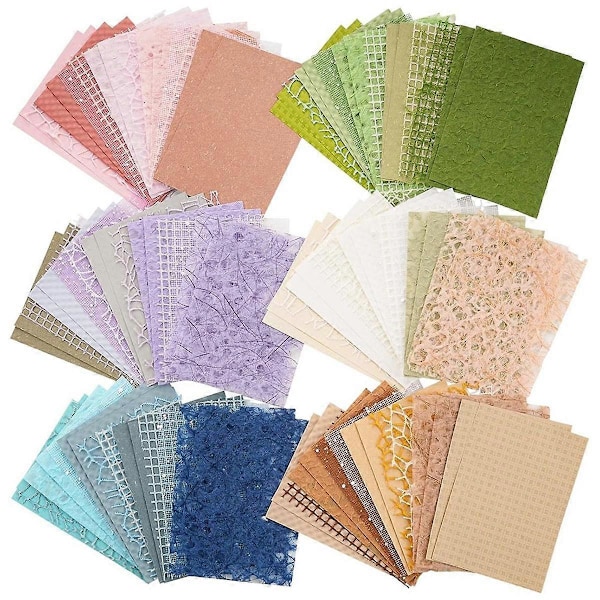 90 Ark Scrapbook-papper och Dekorativt Nät Tyg Blandat Set - 6-pack Blandat Specialpapper för Scrapbooking, B