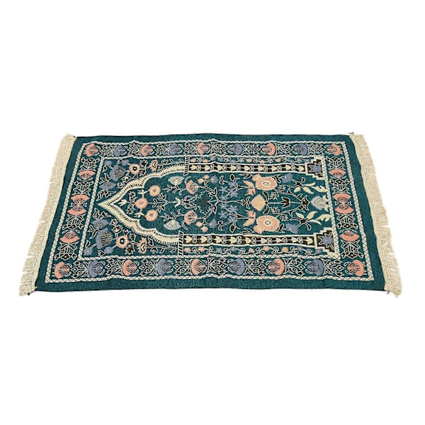 Tassel Pilegrimspledd Myk Chenille Bønneteppe Flerbruks Bønnematte for Soverom Bord Korridor Mørkegrønn