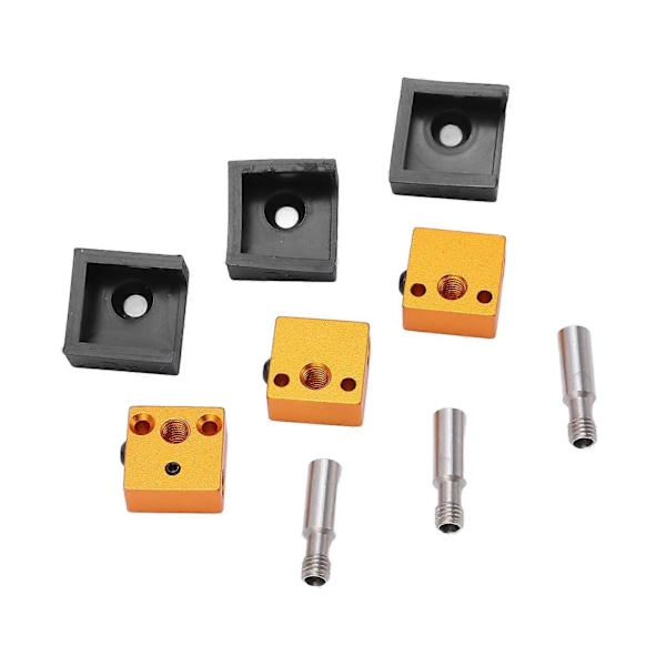 3 Sett 3D-skriverdel Silikon Sokk Aluminium Varmeblokk Rustfritt Stål Hals for MK7 MK8