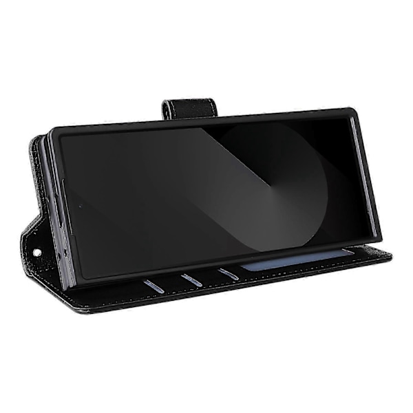 For Samsung Galaxy Z Fold6 5G Lærveske Lommebok Kortspor Telefondeksel s20241212192 Black