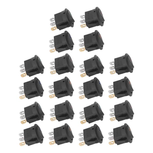 20 st 12V Rund Vippströmbrytare LED-ljus 3-Pin 2-läges SPST Blå Grön Gul Röd KCD1