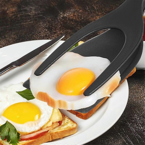 2-i-1 Eggespade Grip og Vendespade Tang Matlagingstang Eggvender, Fisk Pannekake Toast Omelett Spatel Tang
