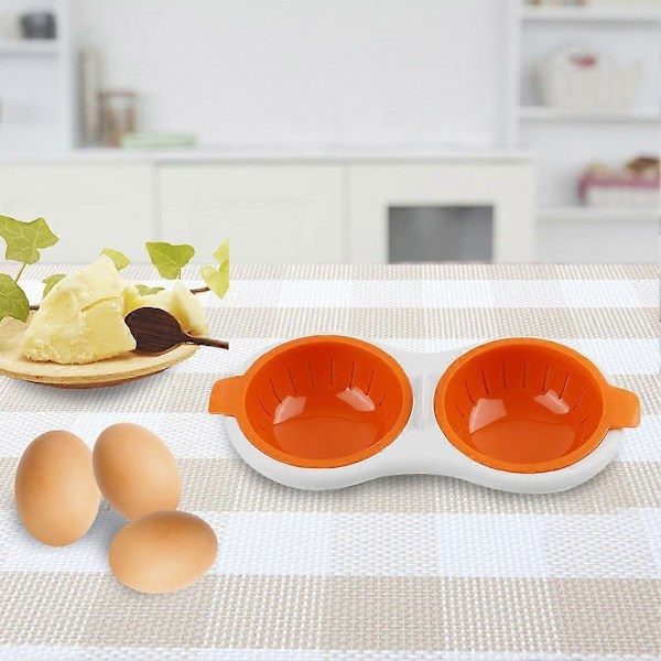 Kaksikerroksinen Mini Munankeitin Aamiaiskeitin Mikroaaltouuniin (Oranssi)