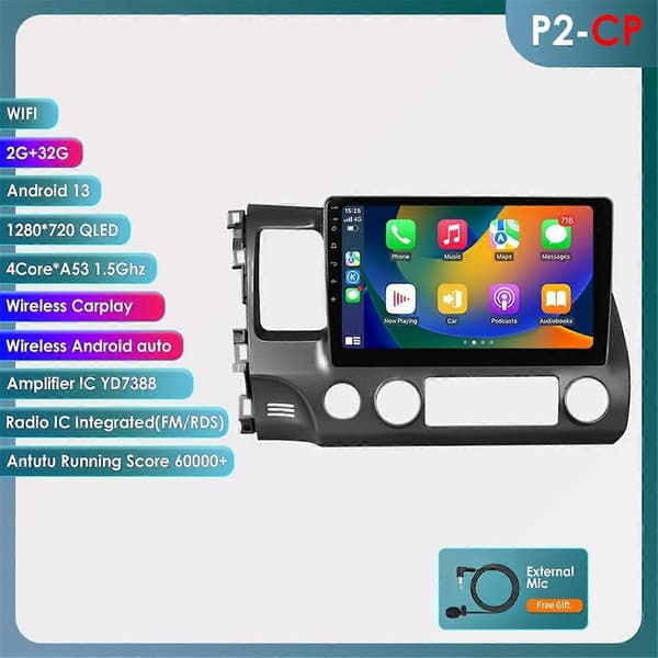 2005-2012 10 tuuman 2din Android 12 Autoradio Multimediasoitin Navigointi GPS Audio Stereo 4G Carplay