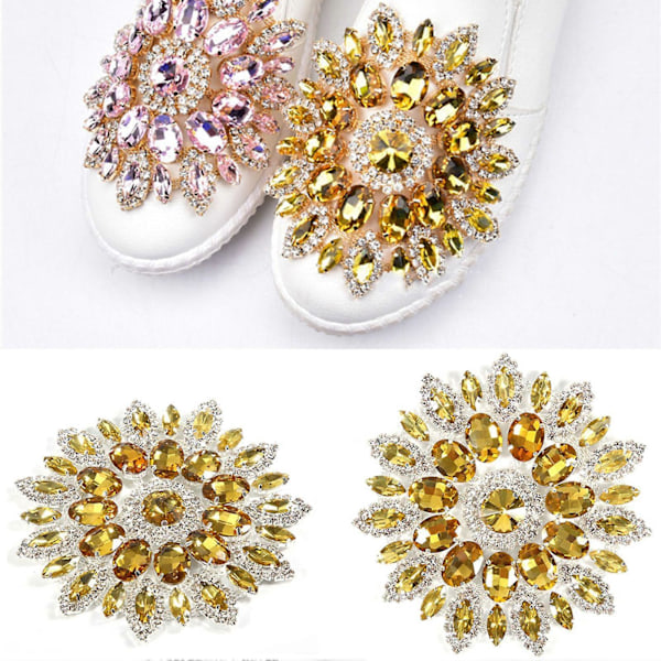 Kristallglas Rhinestones Dekoration DIY Kläder Smycken Tillbehör (Gul Silverbas)