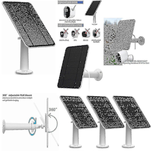 Solpanel Laddning För Arlo Ultra/ultra 2/pro 3/pro 4/pro 3 Floodlight/go 2 4w Fri Frakt Black