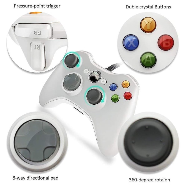 4-i-1 USB-kabelansluten gamepad för Xbox 360 / Windows 7 / 8 / 10