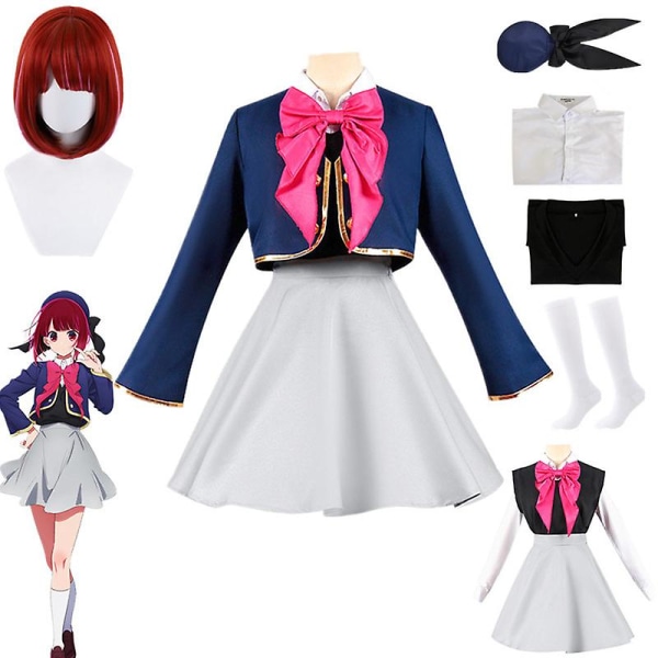 Anime Oshi No Ko Arima Kana Cosplay Kostym Kappa Skjorta Kjol Hatt Slips Jk Uniform Klänning Halloween Karneval Festkläder XXXL