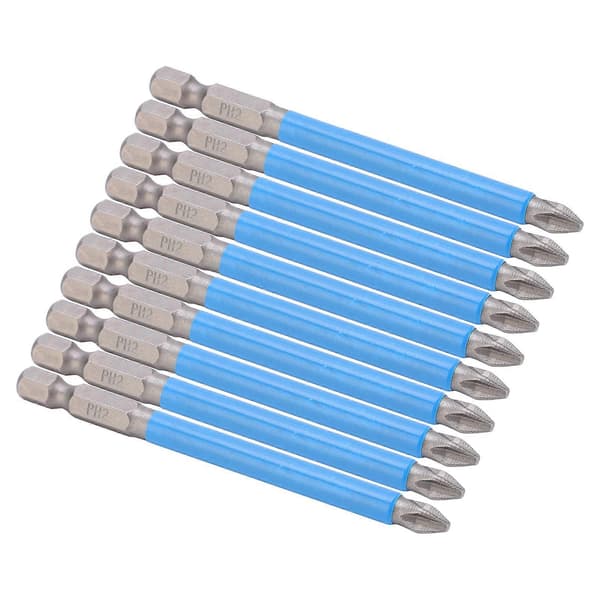 10 stk. Kryss Skrutrekkerbits 90mm PH2 Sklisikker Magnetisk Elektrisk Drillbits Tilbehør