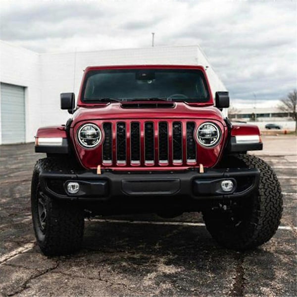Röd Frontgrillram Strålkastarring Mesh Ring för Wrangler 2018 Exteriör Modifiering