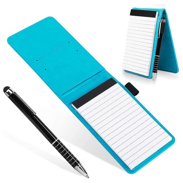 2 stk. Mini Lomme Notesblok Holder Sæt med Metal Pen Ingen Lomme Notesbog Refills ()