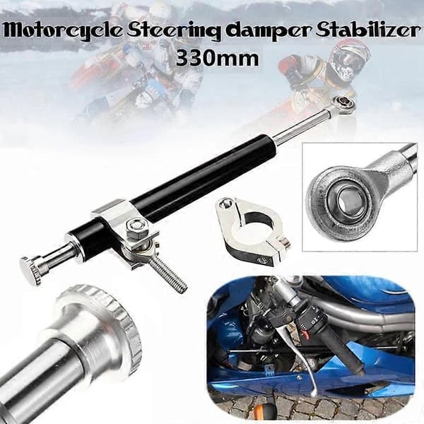 330MM Universal Motorcykel Styrdämpare Stabilisator i Aluminium 6-vägs Justerbar Stabilisator Linjär Säkerhetskontroll