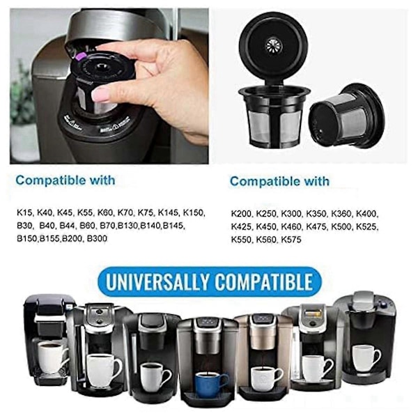 Universelle Gjenbrukbare Kaffefiltre med Matvaregodkjent Rustfritt Stålnett, for 1.0 og 2.0