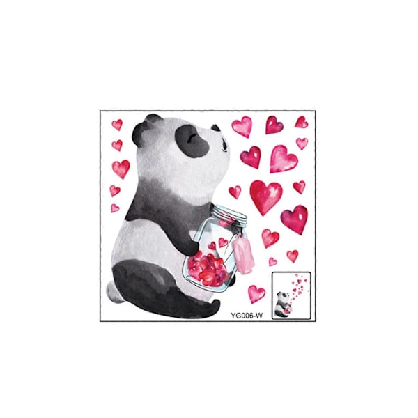 Selvklæbende lysende vægklistermærke, aftageligt, stærk klæbeevne, udsøgt mønster, let at påføre, dekorativt PVC fluorescerende glød i mørket hjerte panda