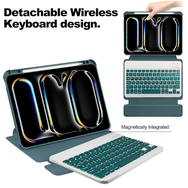 Tangentbord Smart Läderfodral För iPad Pro 11 2024 Dark Green