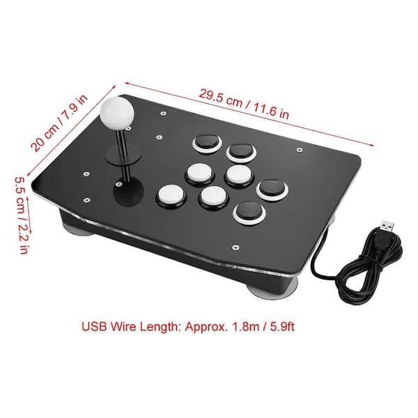 Nullforsinkelse Joystick USB-grensesnitt Spill Metallhåndtak Arkadespillkontroller for Datamaskin