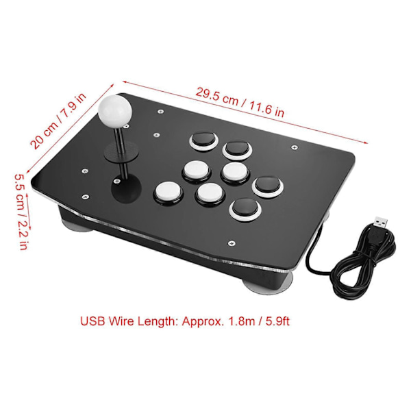 Viiveetön Joystick USB-liitäntä Peli Metallikahva Arcade-peliohjain tietokoneelle