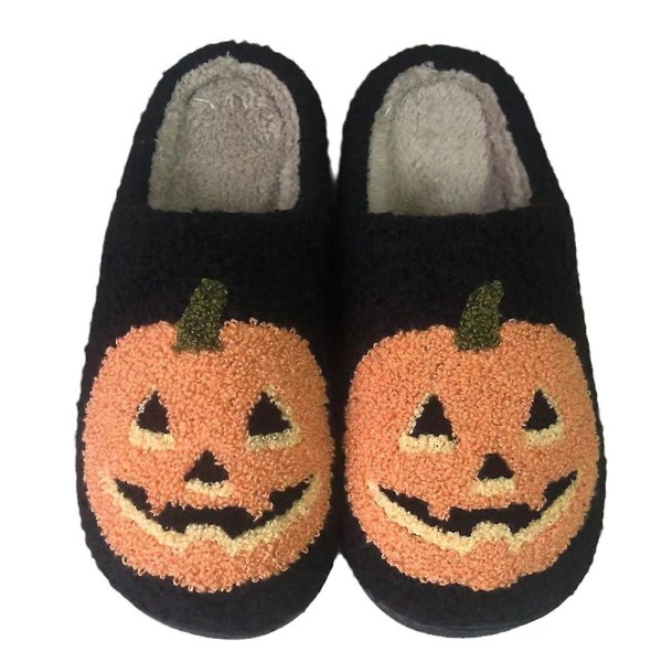 Unisex Pumphuvud Bomullstofflor Halkfria Tjock Sula Par Varma Skor Black 37-38