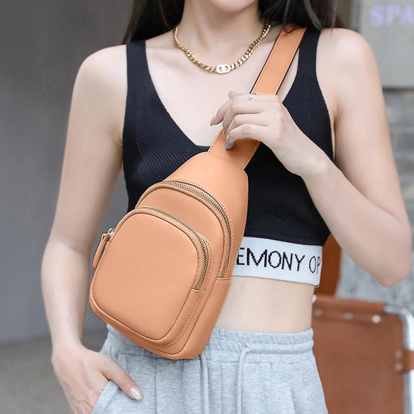 Mångsidig Mini Crossbody-väska, Enkel Pu Stor kapacitet bröstväska för damer