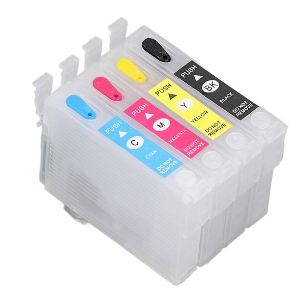 4 stk. blekkpatroner svart cyan magenta gul permanent chip gjenbrukbare skriver refill blekkpatroner T1381 T1332 T1333 T1334