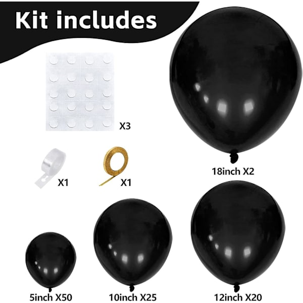Svarta Ballonger 102 st Svart Ballongbåge Girlang Kit 5/10/12/18 Tum Matt Svarta Latexballonger Olika Storlekar Paket För Födelsedag Bröllop Halloween Gr Red Balloons