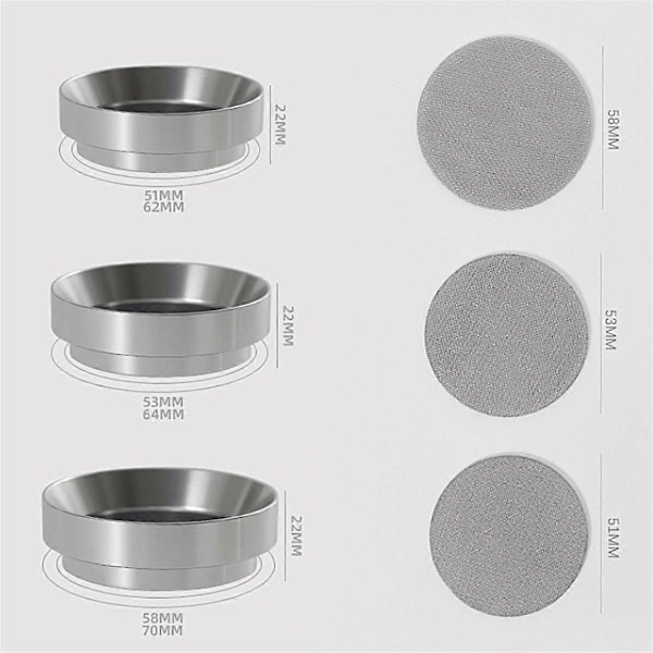 Kafferører Espresso Kafferører Fordeler Nål Rustfritt Stål Mottak Pulver Ring Sett Kaffeverktøy 53MM